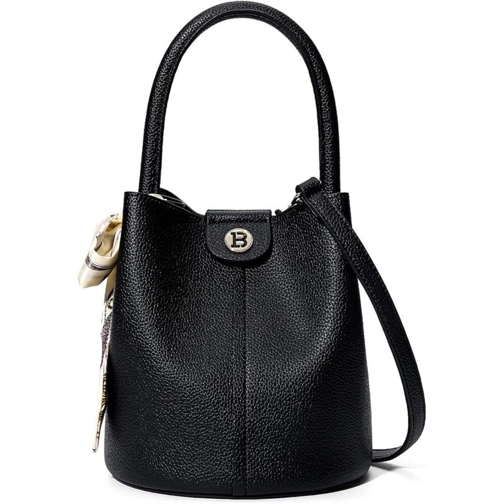 Women Black Imported PU Leather Fashion Cross Body Purse Bucket Shoulder Bag